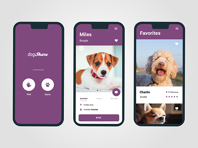 DogShare App Concept app app design application design typography ui ux uxui
