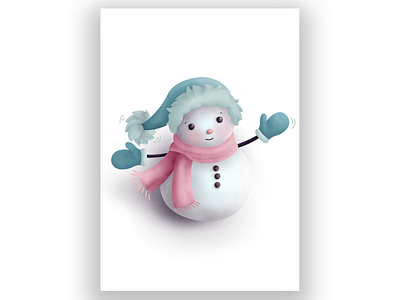 Snowman Christmas card adobe blue cards christmas digital art festive holidays illistration photoshop pink snow snowman wacom wacom intuos