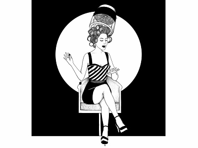Pinup - © by the ink - Cécile Ollichon 50s art blackandwhite drawing illustration ink art ink pen inkdrawing pinup pretty print