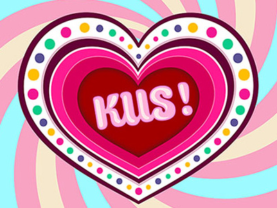 Candy kiss! love postcard design typography candy pink sweet vector