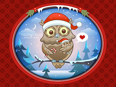 Christmas card owl baby candy christmas cute heart holidays owl red snow winter