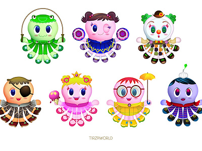 Octo fashion character cute fashion game kawai kids octopus portfolio