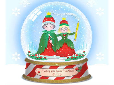 Magical New Year! 2017 couple cute new year red snowglobe strawberry winter