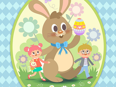 Happy Easter card design children cute easter easterbunny egg happy