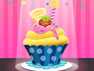Cupcake Happy Birthday candy carddesign cupcake cute happy birthday kawaii party pink sweet
