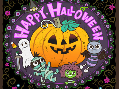 Halloween 2017 bat character cute ghost halloween kawaii mummy pumpkin purple zombie