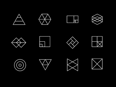 Service Glyphs abstract geometric glyph icons minimal polygons services shapes