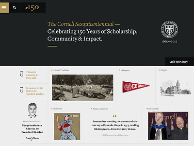 Cornell 150th Anniversary .edu cornell education freight sans freight serif grid layout redesign responsive rwd university web design