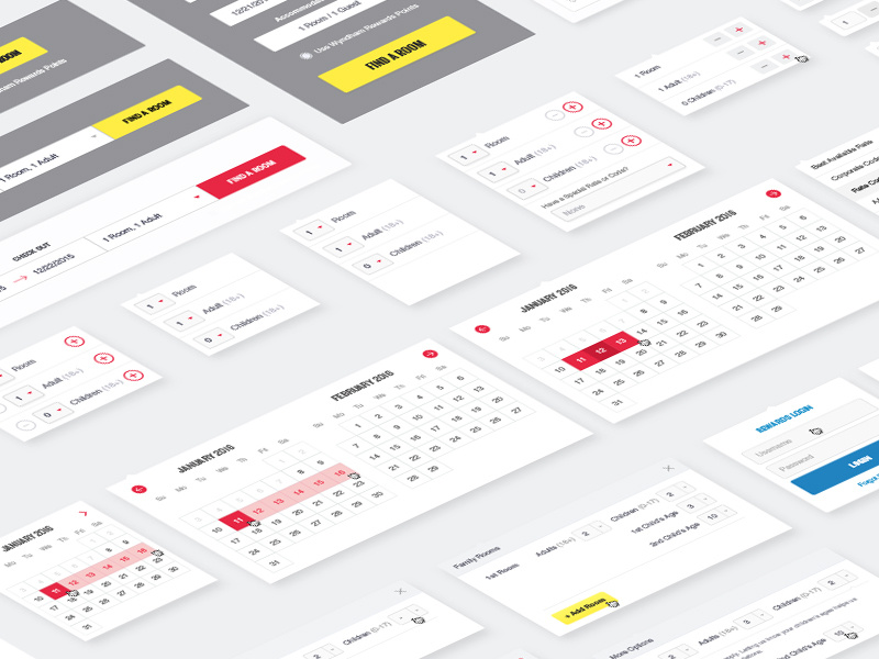 Booking Widget Patterning patterns library component selectors calendar components hotel booking ux