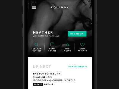 Equinox App Redesign app black and white equinox fitness geometric gotham gym ios minimal schedule ui ux