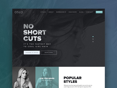 Homepage for Oslo blow dry bar design fashion hair interface ui design ux design website