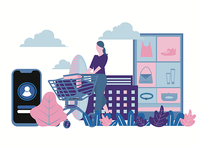 Shopping day application flat illustration graphic design mobile apps online shopping shopping vector web
