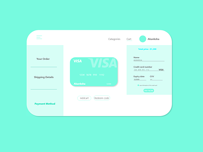 CREDIT CARD CHECK OUT PAGE design uidesign ux vector web