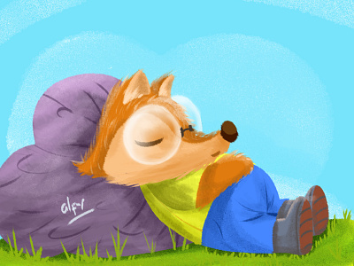 Fox is sleeping cartoon character digitalart digitalpainting fox illustration illustrator