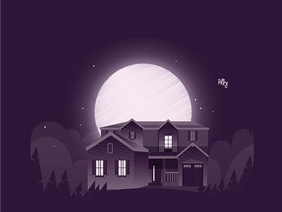 House in the moonlight adobe illustrator dark home house illustrator moonlight night vector