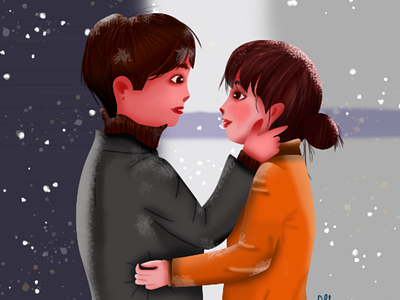 Snow Couple couple digitalpainting illustration love loves snow