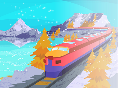 Train, Mountain and winter