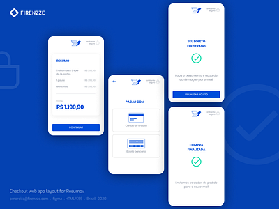 Checkout web app layout and code for Resumov app app design checkout clean design clean ui css development figma design html mobile design mobile ui payment payment app payment form ui ui design