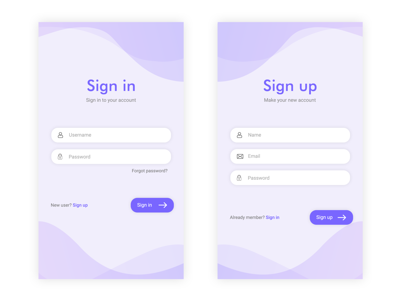 Sign in and Sign up screen design by Shreya Patel 118 on Dribbble