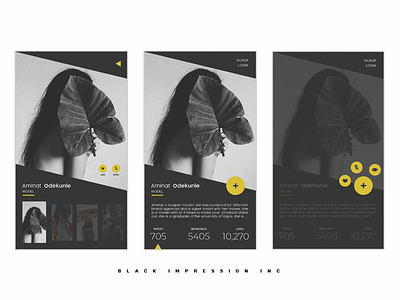 Ui concept design application black design graphic design mobile mobile app design models ui ux white yellow