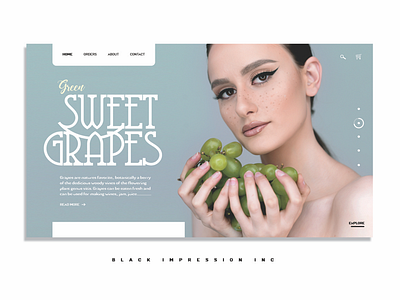 Ui design concept app black clean design fruit grapes graphic design green landing page web design white