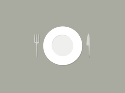 Empty dish with fork and knife