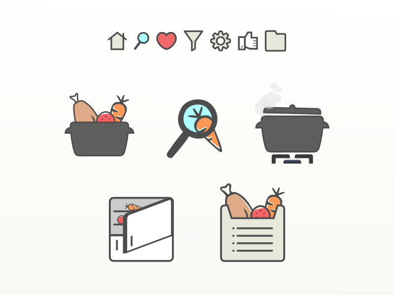 RecetaGratis' Visual Universe recipes recetasgratis illustration vector icons