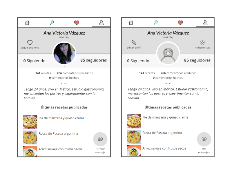 New profile concept for RecetasGratis.net APP cooking recipes recetasgratis profile app