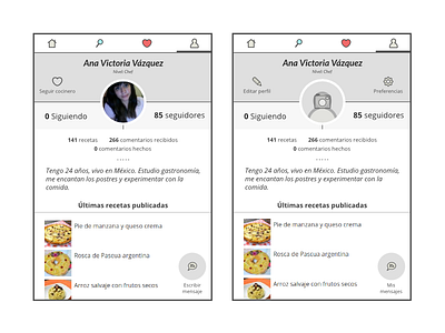 New profile concept for RecetasGratis.net APP app cooking profile recetasgratis recipes