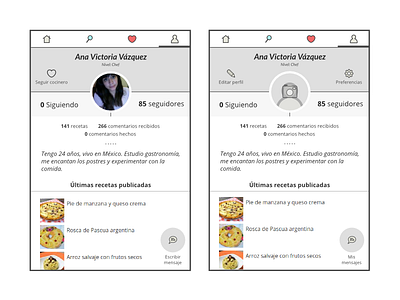 New profile concept for RecetasGratis.net APP