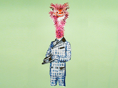 Bill animal avian bill bird dandy dapper gentleman illustration mint ostrich screenprint suit