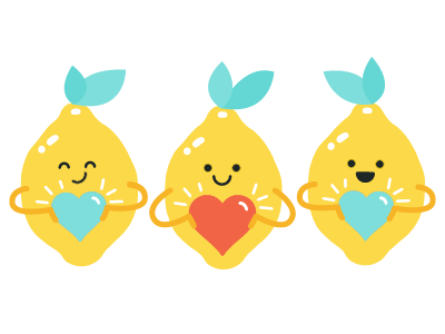 Lemon Buddies characters citrus donate fruit give happy heart illustration lemon love share valentine