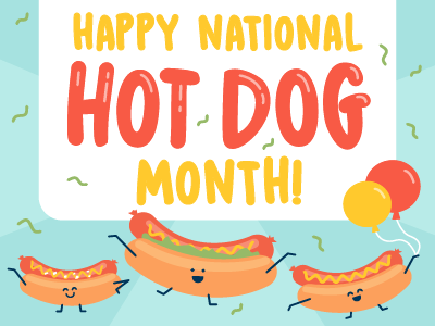 Happy National Hot Dog Month! united states america summer food frank frankfurter wiener dataviz 4th of july character hot dog