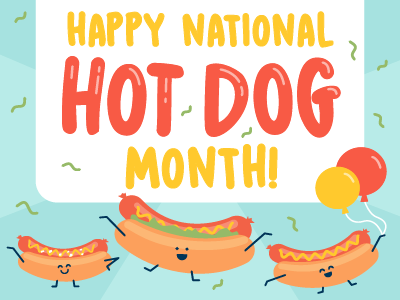 Happy National Hot Dog Month! 4th of july america character dataviz food frank frankfurter hot dog summer united states wiener