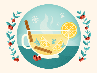 Holiday Lemon Tea illustration beverage drink cozy cranberry cinnamon snow holiday winter christmas tea lemon