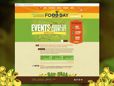 Food Day Homepage colorful design food food day green non profit orange organization ui web website