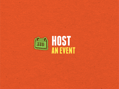 Host, Attend, Share [GIF] animated attend event events food food day gif host icons orange share typography