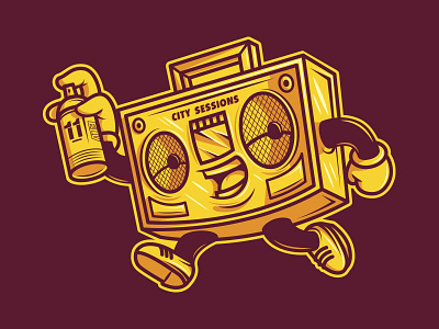 Running Boombox boombox eleven hiphop illustration melbourne stereo