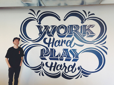 Work Hard Play Hard Mural design hand lettering illustration lettering mural type typography