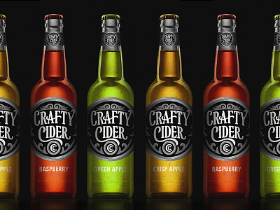 Crafty Cider Bottle Design branding design illustration lettering packaging type typography vector