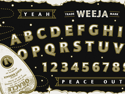 "Weeja" Board design door illo illustration key ouija peace out psychic vector wip