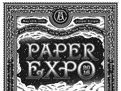 Paper Expo Invite adc art directors club clouds hand-lettering illustration invitation invite lettering paper expo type typography