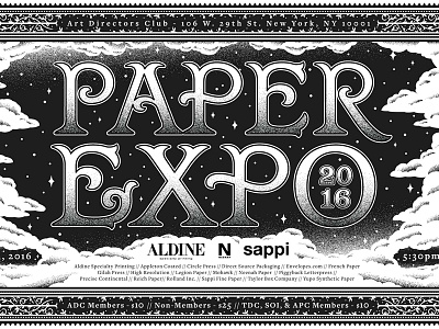 Paper Expo - Social Media adc art directors club clouds hand-lettering illustration invitation invite lettering paper expo type typography