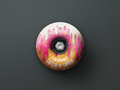 Inch x Inch – Ice Cream (1) button design ice cream illustration skateboard skateboard wheel type typography vector