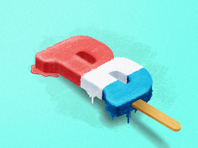B is for...Bomb Pop b design isometric lettering popsicle type typography