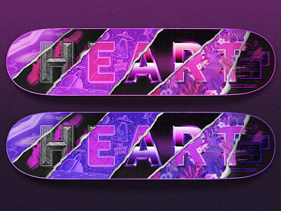 Heart Deck deck design digital illustration illustration lettering skateboard type typography