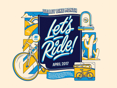 Phoenix Bike Month bike month design illustration light rail phoenix type typography