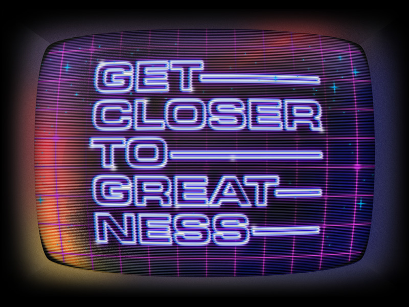 Greatness video game arcade scan lines crt design illustration