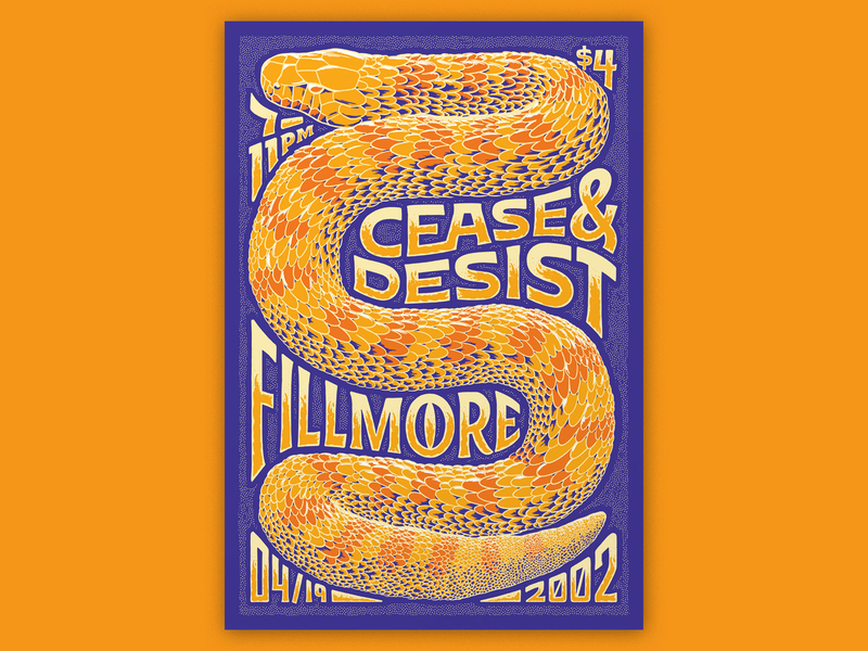 Atlassian – Cease & Desist fillmore fillmore poster handlettering illustration lettering metal band poster design snake type typography