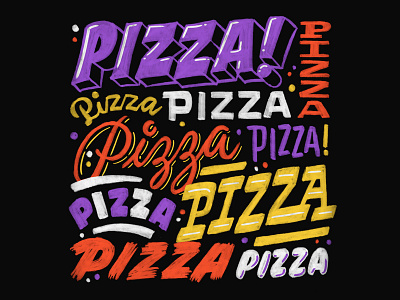 P-I-Z-Z-A hand lettering handlettering illustration lettering pizza script type typography
